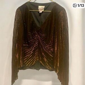 Y2K Joseph Ribkoff elegant, boho blouse with angel sleeves and shimmer